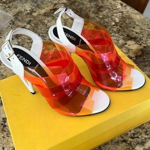 PVC Colorblock Pattern Slingback Sandals